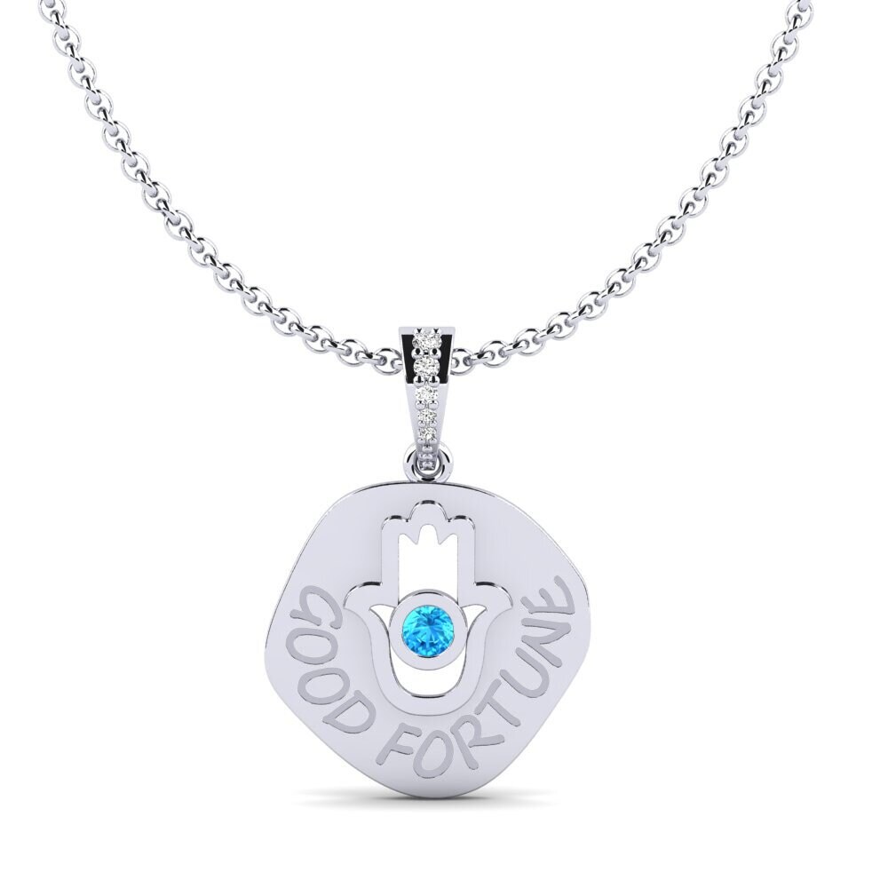 Weiß-Silber Blauer Topas Damen anhänger Mimpi
