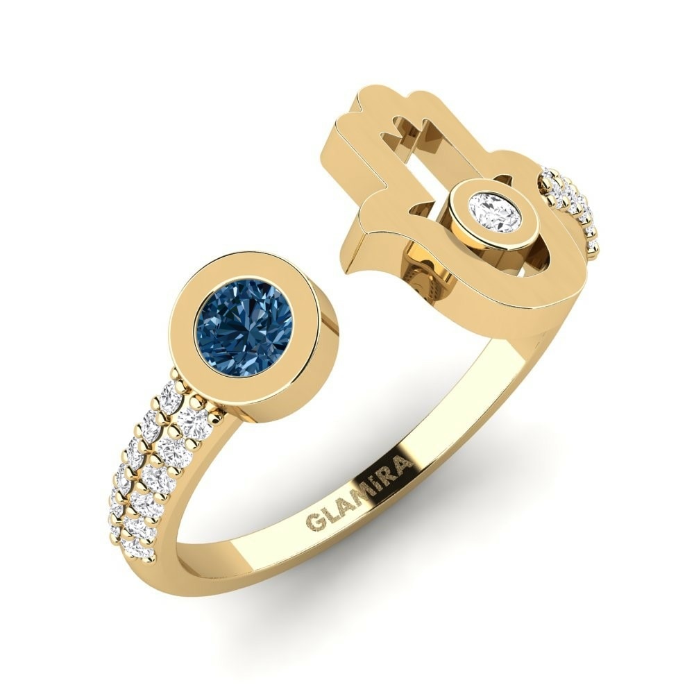 Hamsa Tamara Unistus Oro Amarillo 585 Diamante Azul