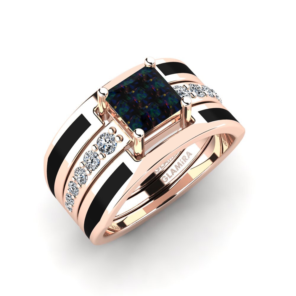 Black Opal Ring Andode SET