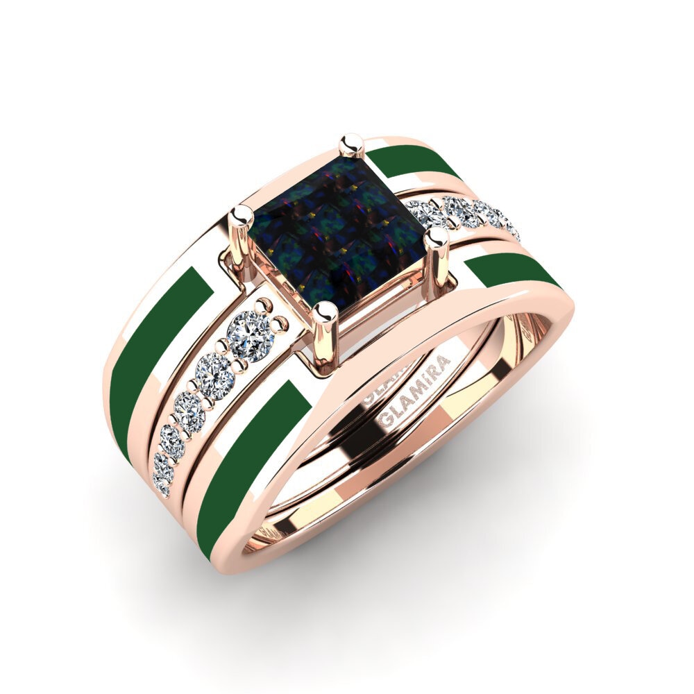 Black Opal Ring Andode SET