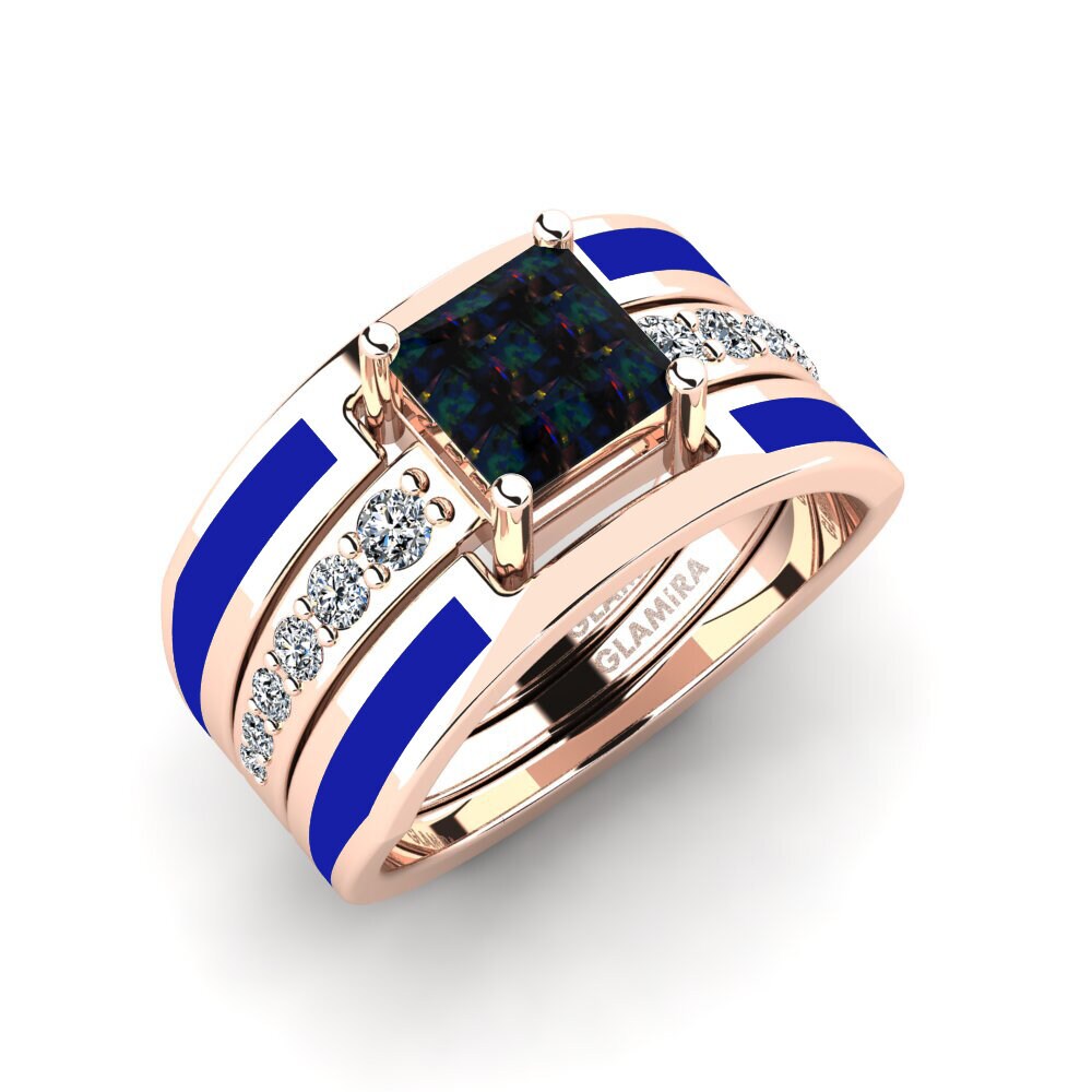 Black Opal Ring Andode SET
