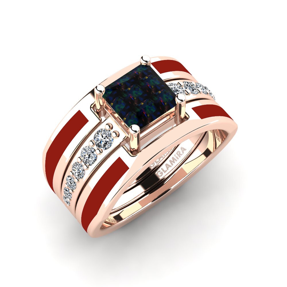 Black Opal Ring Andode SET