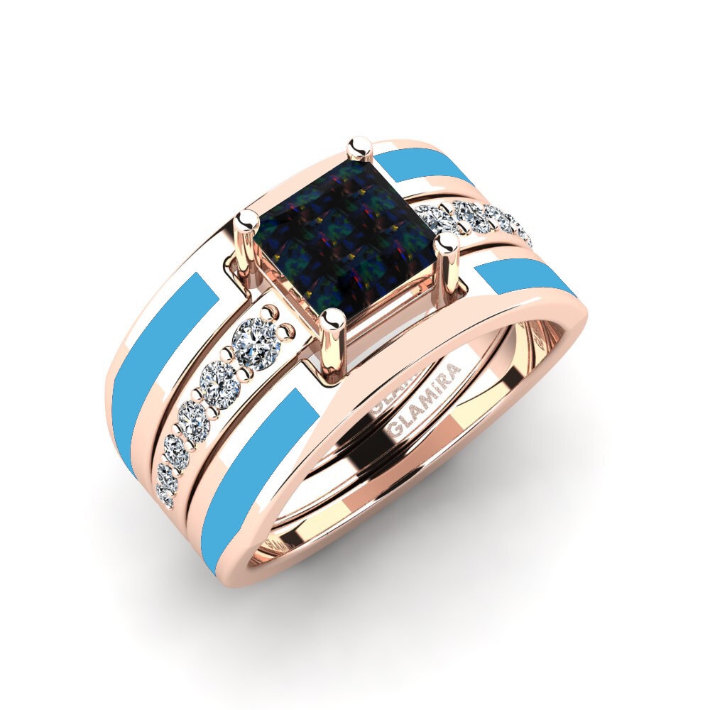 Black Opal Ring Andode SET