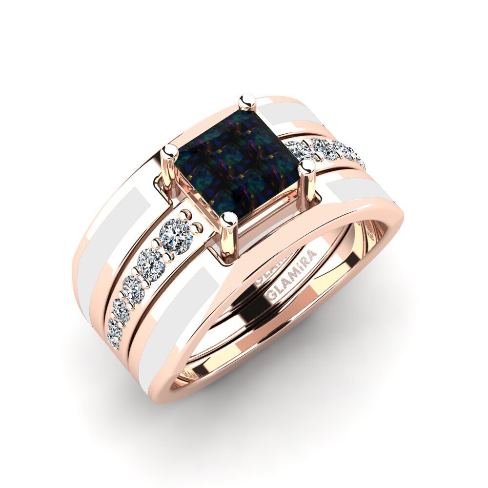 Black Opal Ring Andode SET