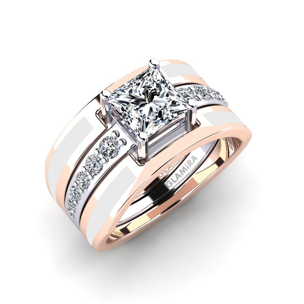 18k Oro Rosa & Blanco Anillo Andode SET