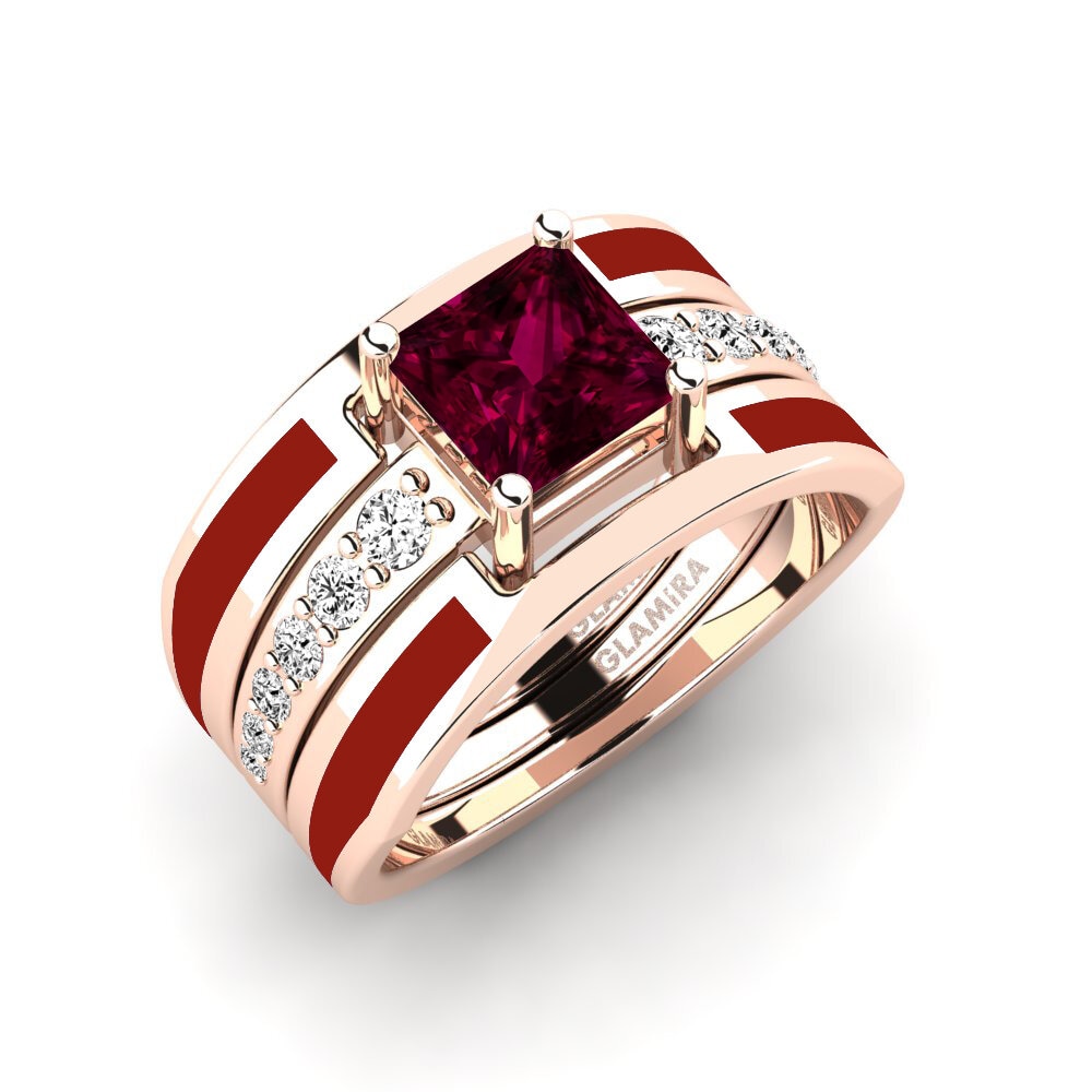 Rhodolite Garnet Ring Andode SET