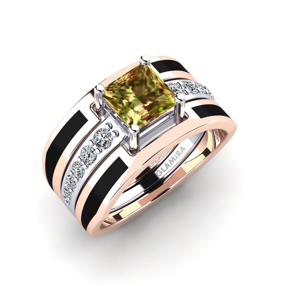 Or Rose& Blanc 14k Pierre de Sultan Bague Andode SET