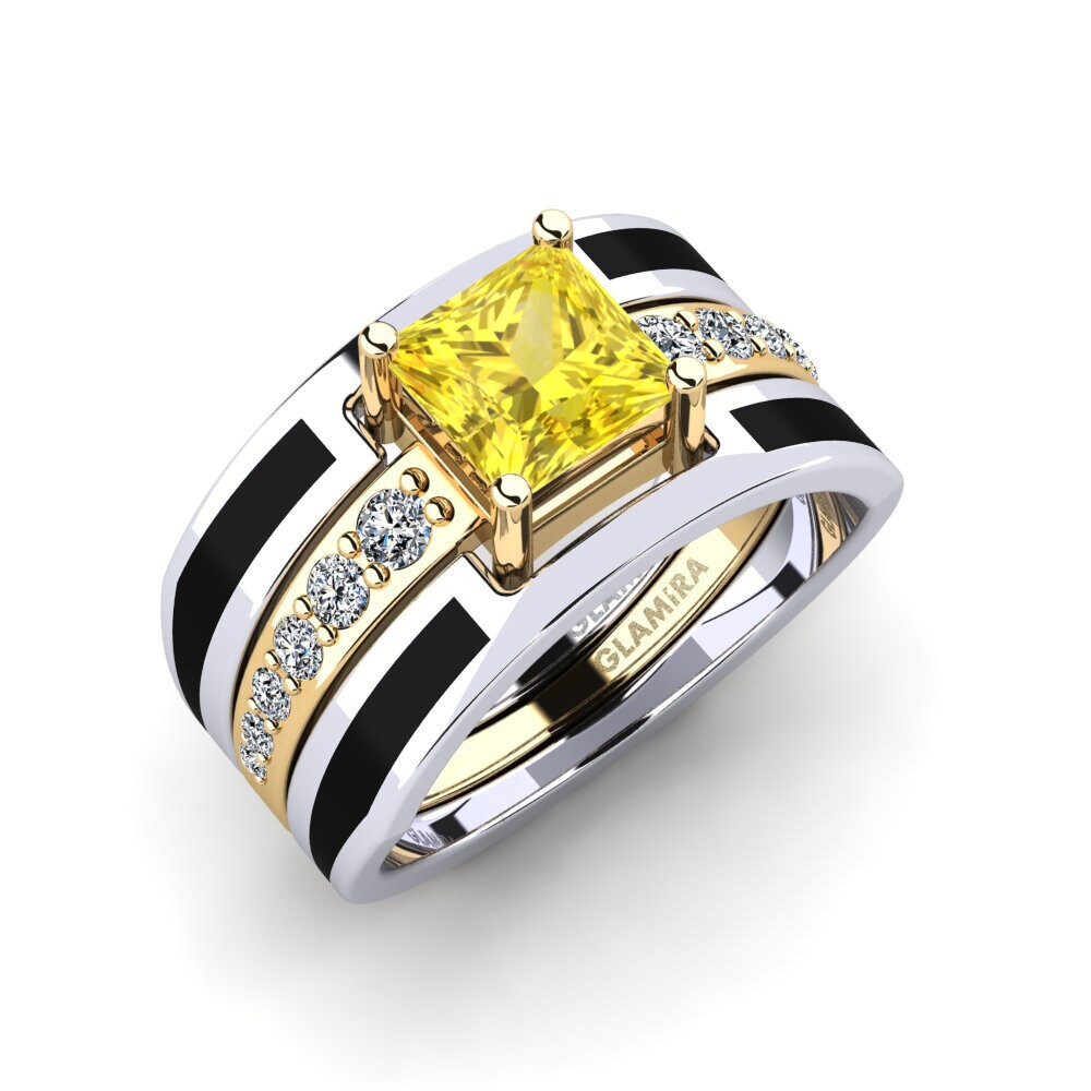 14ct White / Yellow Gold Yellow Sapphire Ring Andode SET
