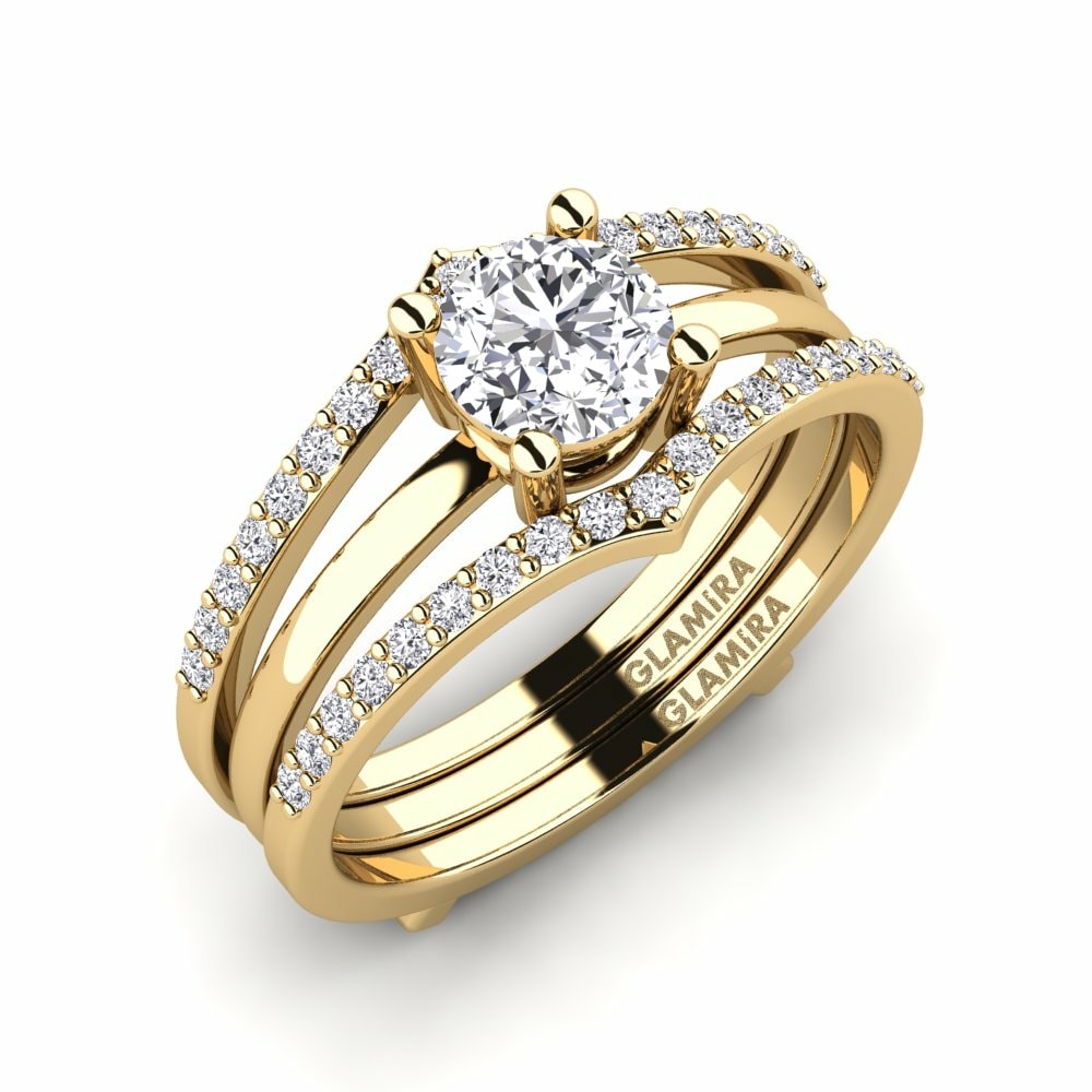 9ct Yellow Gold Diamond Ring Ennin SET