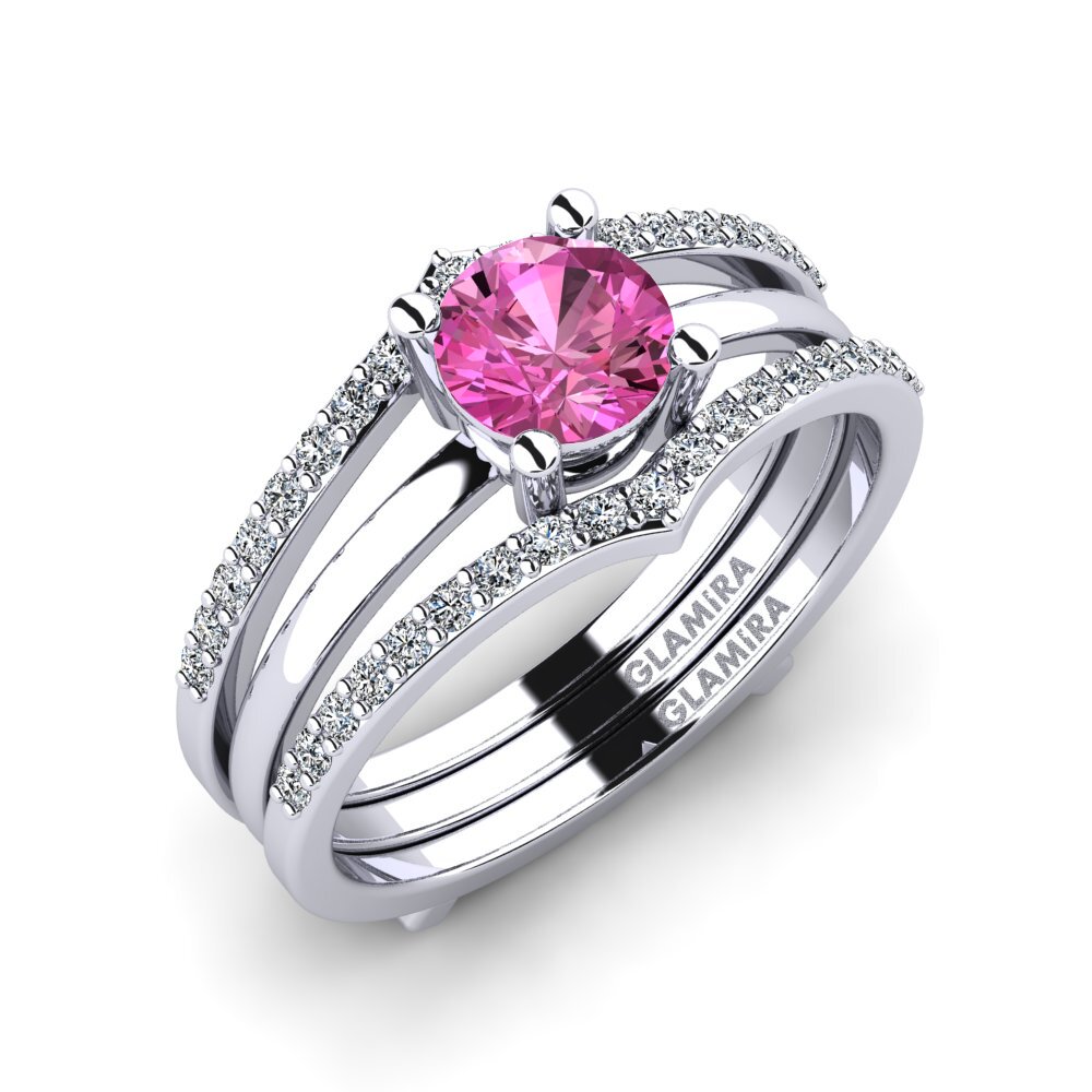 Compre GLAMIRA Anillo Ennin SET - Topacio Rosa Paladio 0.65