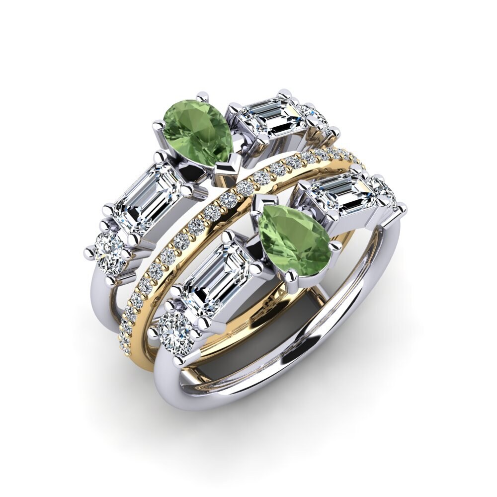 14ct White / Yellow Gold Green Sapphire Ring Ethicas SET
