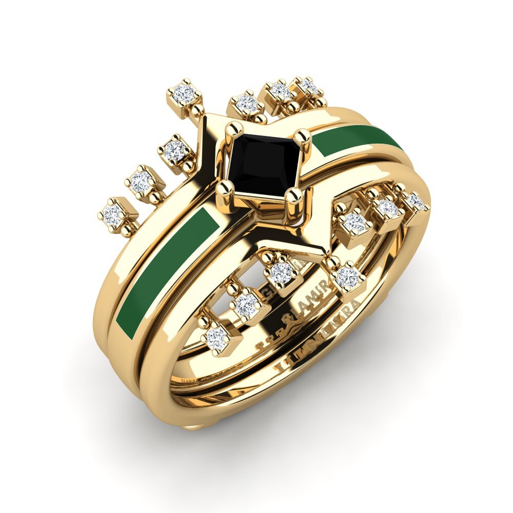 Schwarzer Saphir Ring Eormenga SET