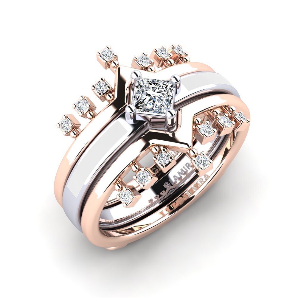 18k Oro Rosa & Blanco Anillo Eormenga SET
