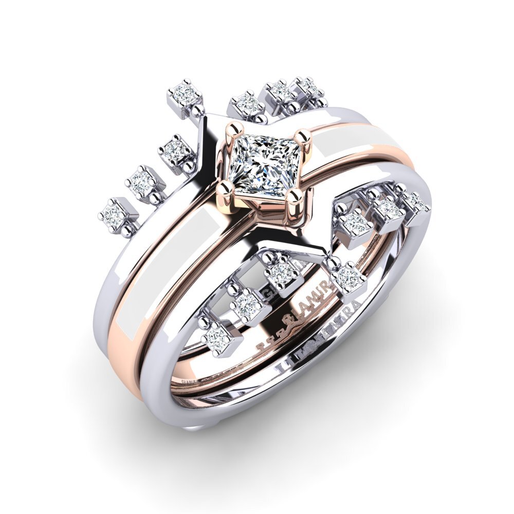 750 Weiß & Rotgold Ring Eormenga SET