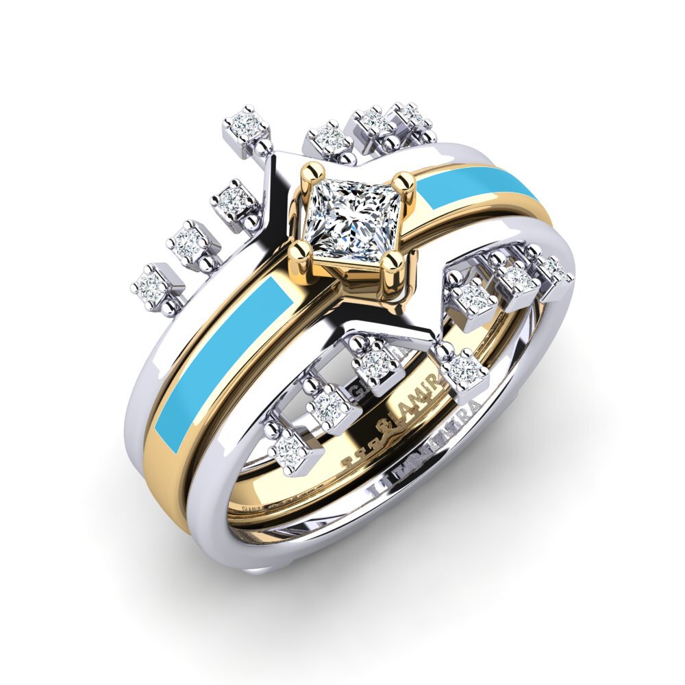 9k Oro Blanco & Amarillo Anillo Eormenga SET