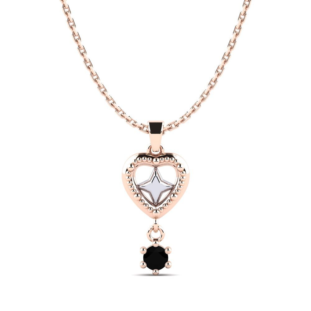 14k Oro Rosa & Blanco Zafiro negro Colgante de Mujer Arvotes
