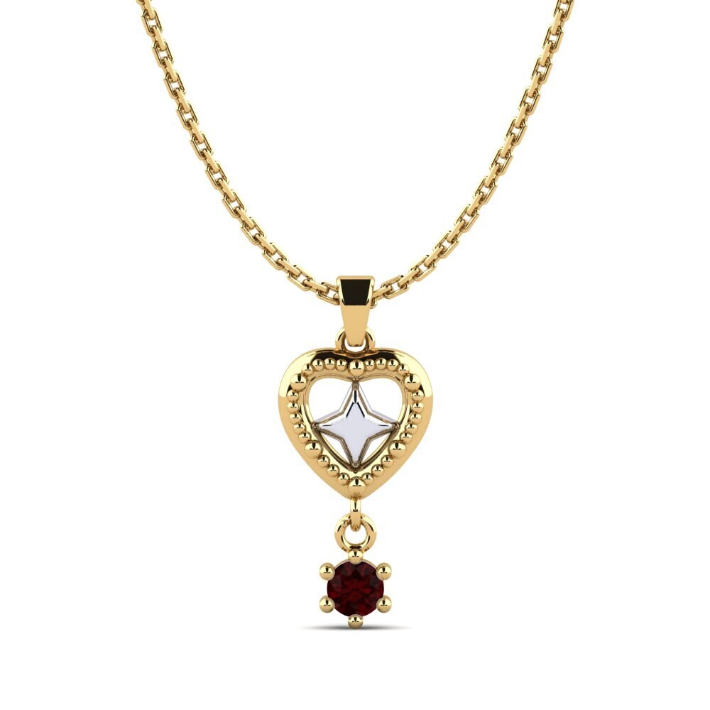 18k Oro Amarillo & Blanco Granate Colgante de Mujer Arvotes