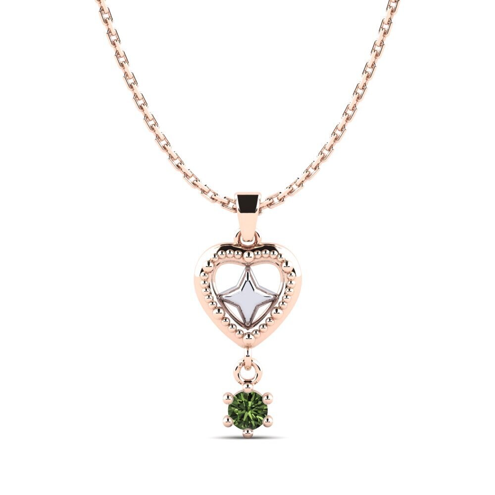 18k Oro Rosa & Blanco Zafiro Verde Colgante de Mujer Arvotes