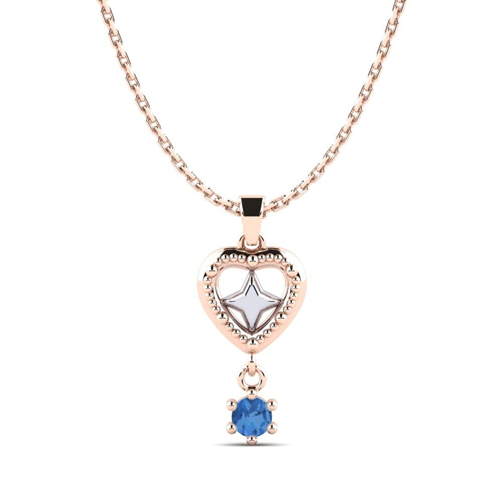 9k Oro Rosa & Blanco Circonita Azul Oscuro Colgante de Mujer Arvotes