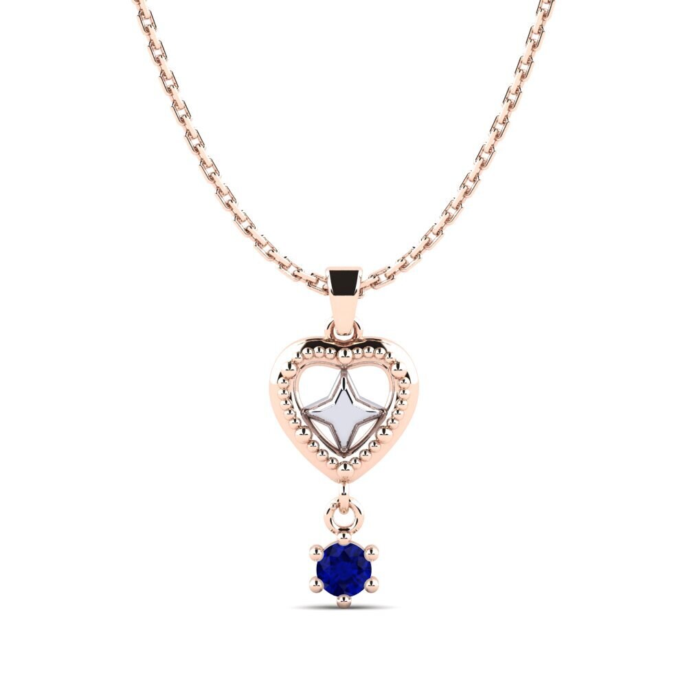 9k Oro Rosa & Blanco Zafiro Colgante de Mujer Arvotes