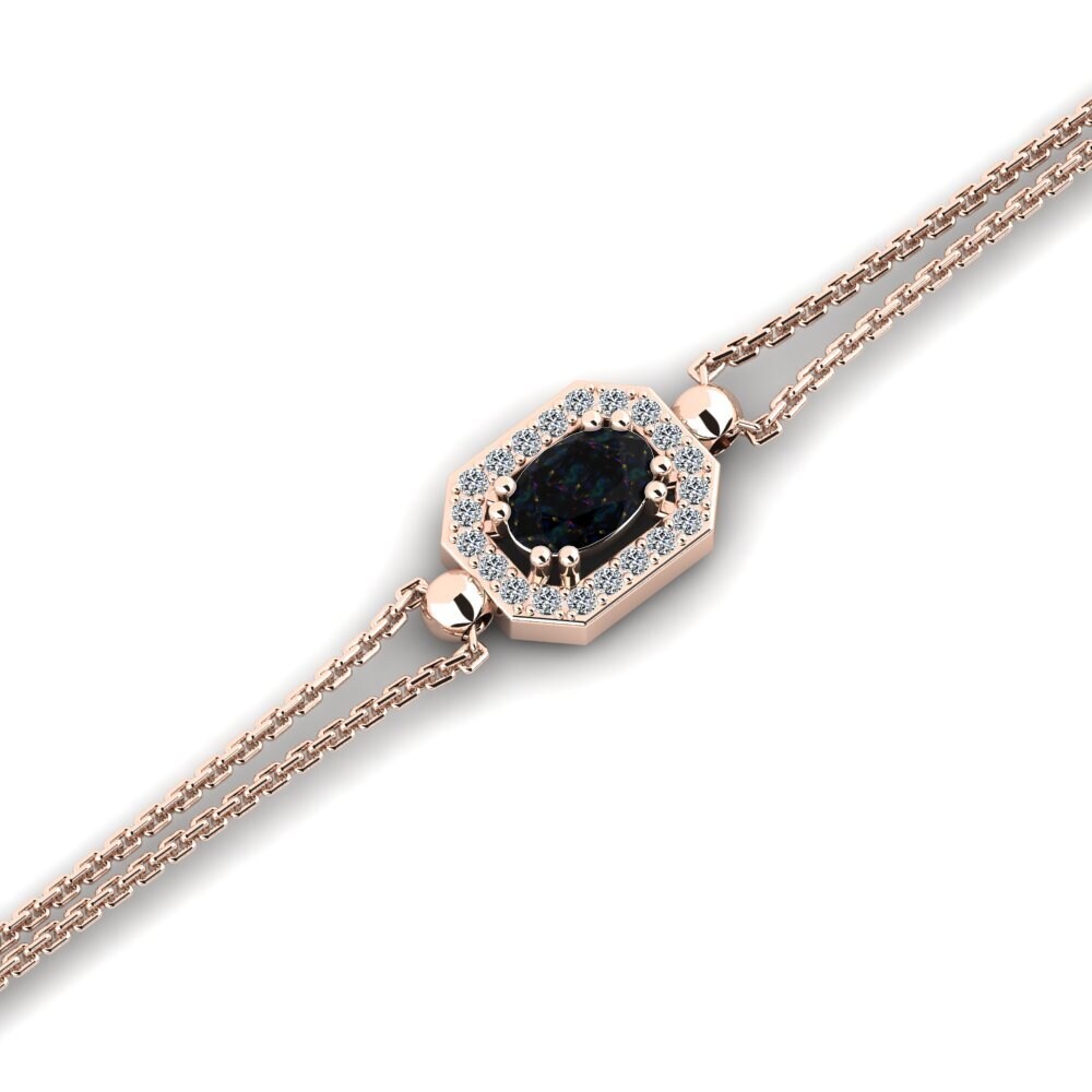 9ct Rose Gold Black Opal Women's Bracelet Budeliere