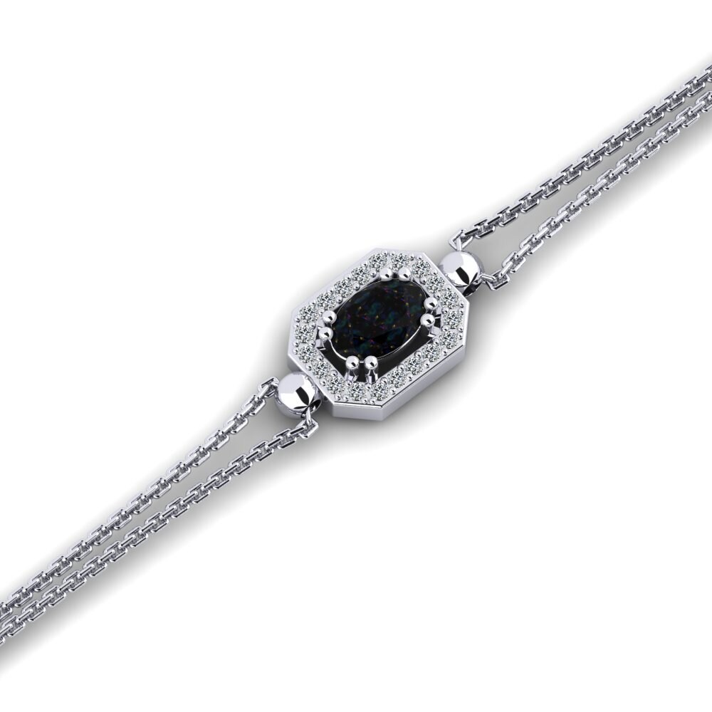 950 Platinum Black Opal Women's Bracelet Budeliere