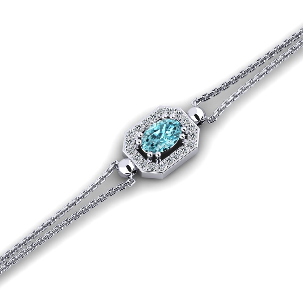950 Platinum Blue Zircon Women's Bracelet Budeliere