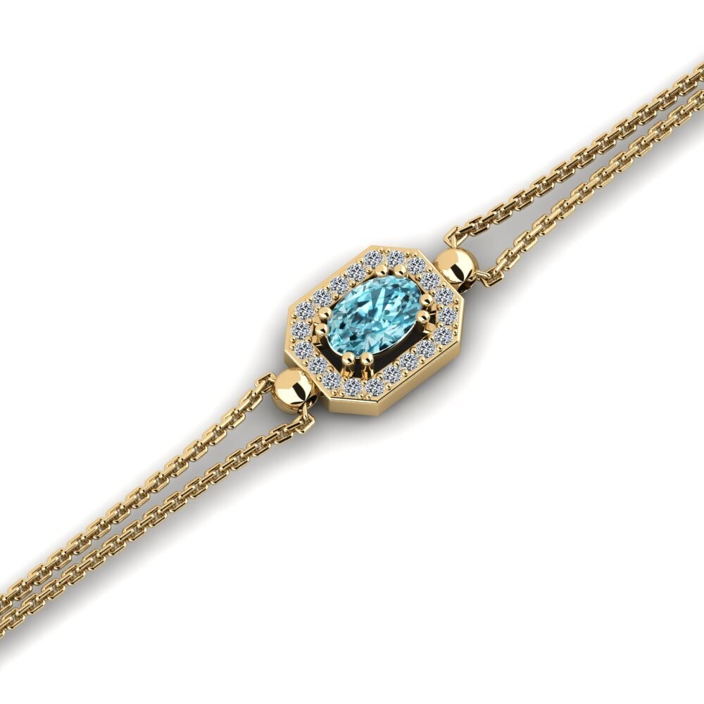 14ct Yellow Gold Blue Zircon Women's Bracelet Budeliere