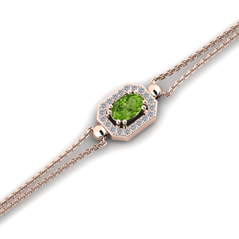 9ct Rose Gold Peridot Women's Bracelet Budeliere