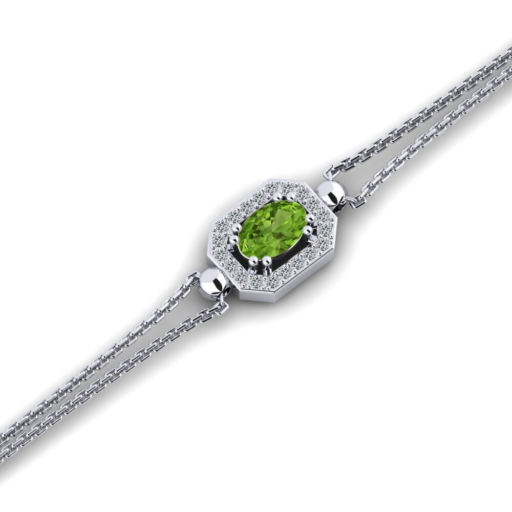 18k White Gold Peridot Women's Bracelet Budeliere
