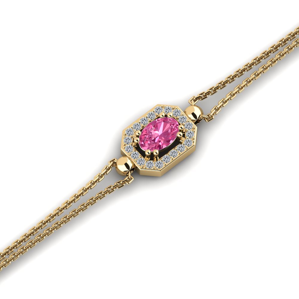 Oval Pink Tourmaline Women's Bracelet Budeliere