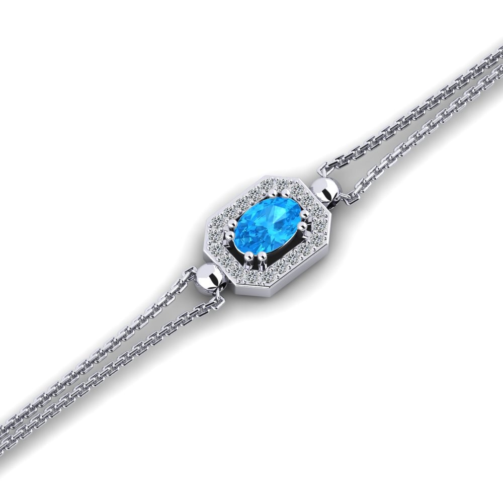 9ct White Gold Blue Topaz Women's Bracelet Budeliere