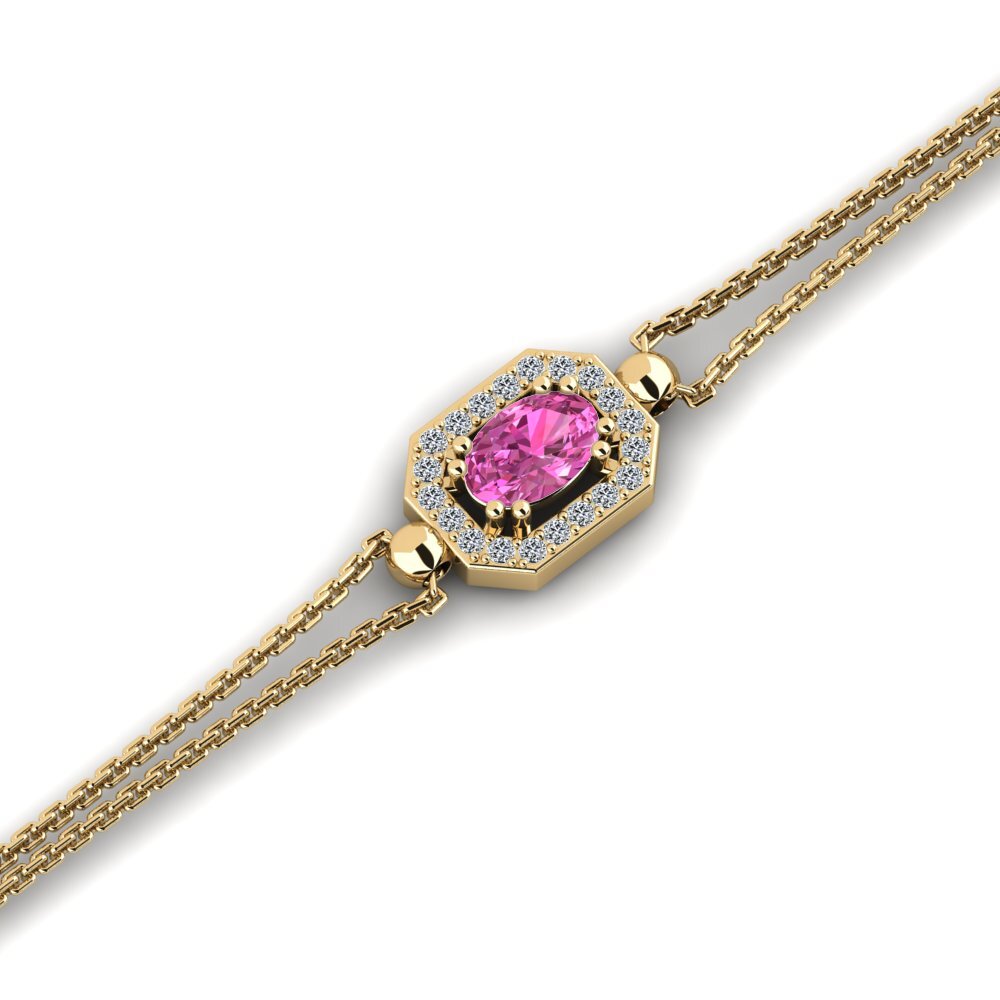 Oval Pink Topaz Women's Bracelet Budeliere