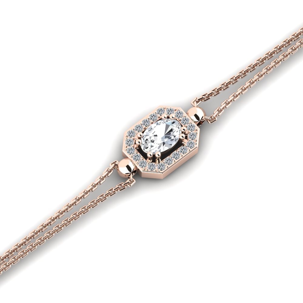 9ct Rose Gold White Zircon Women's Bracelet Budeliere