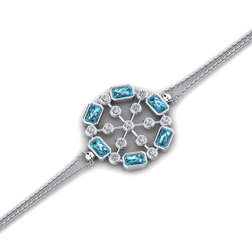 White Silver Blue Zircon Women's Bracelet Merlan