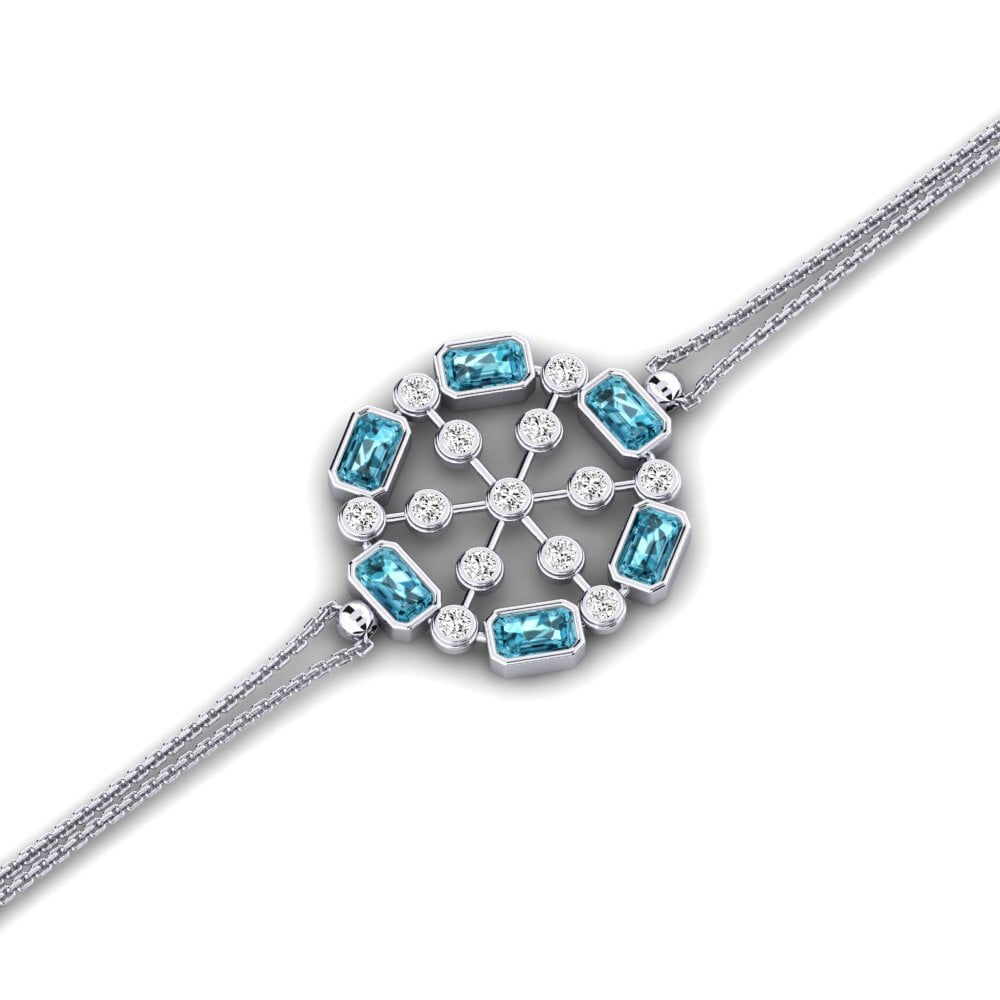 925 Prata de lei Zircão Azul Pulseira Feminino Merlan