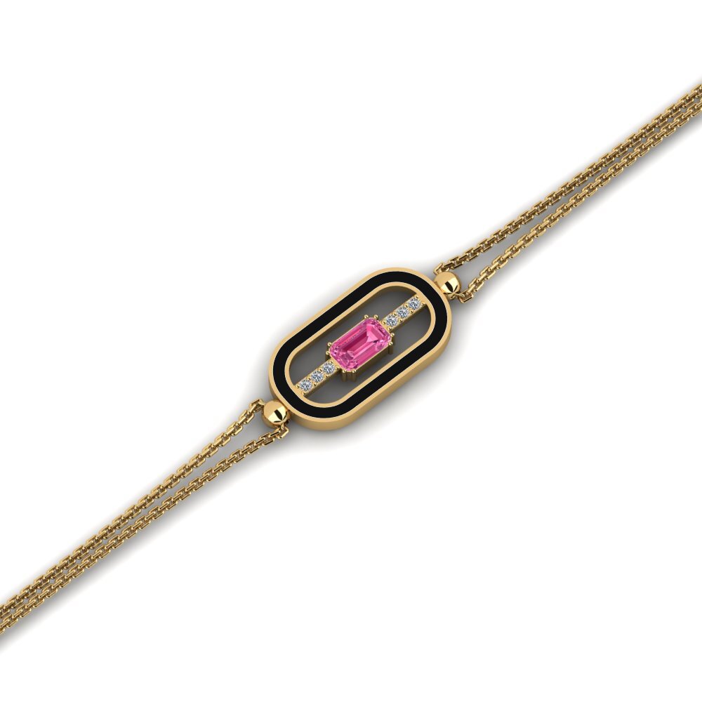 Emerald Cut Pink Tourmaline Women's Bracelet Radic