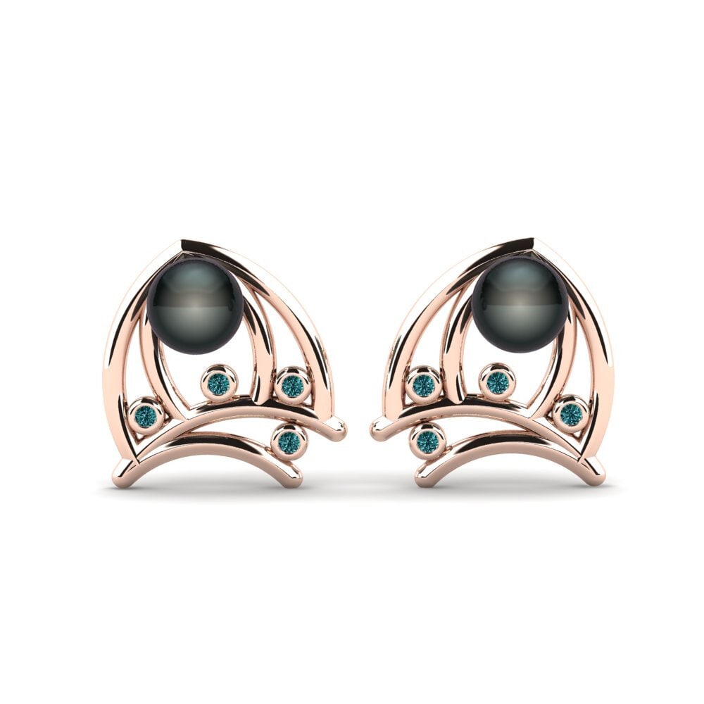 Rotgold 375 Blauer Diamant Damen ohrring Abrienda