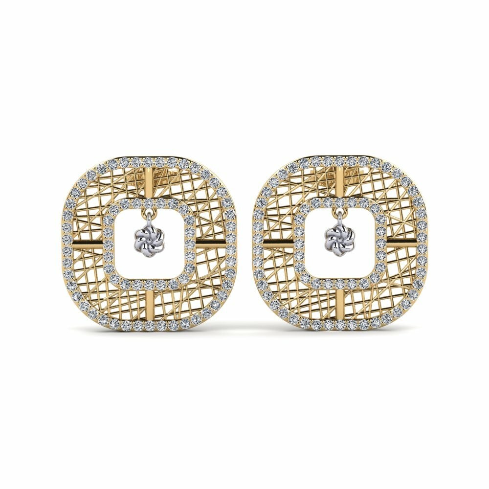 14k Oro Amarillo & Blanco Pendiente de mujer Adentionie