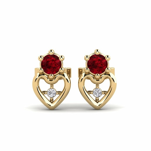 Earring Levis 585 Yellow Gold & Ruby & Diamond