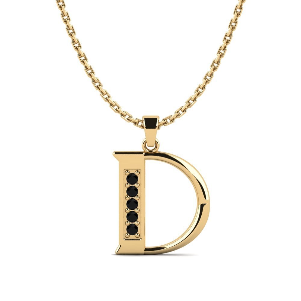 Gelbgold 585 Schwarzer Saphir Damen anhänger Lata - D