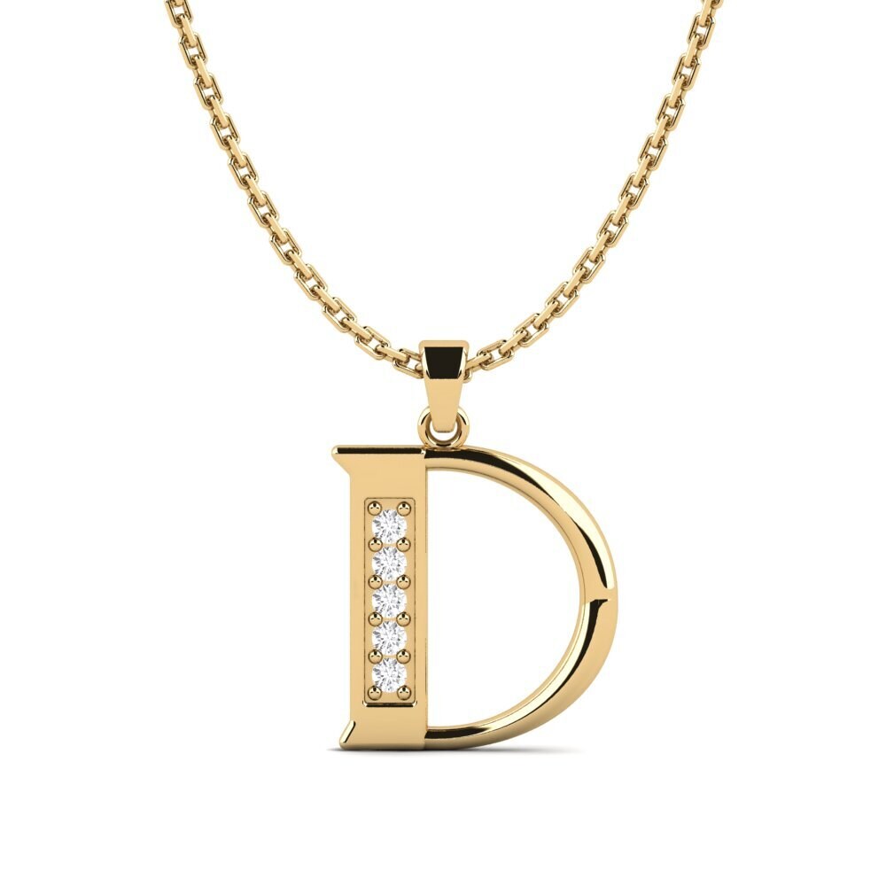 Gelbgold 750 Weißer Saphir Damen anhänger Lata - D
