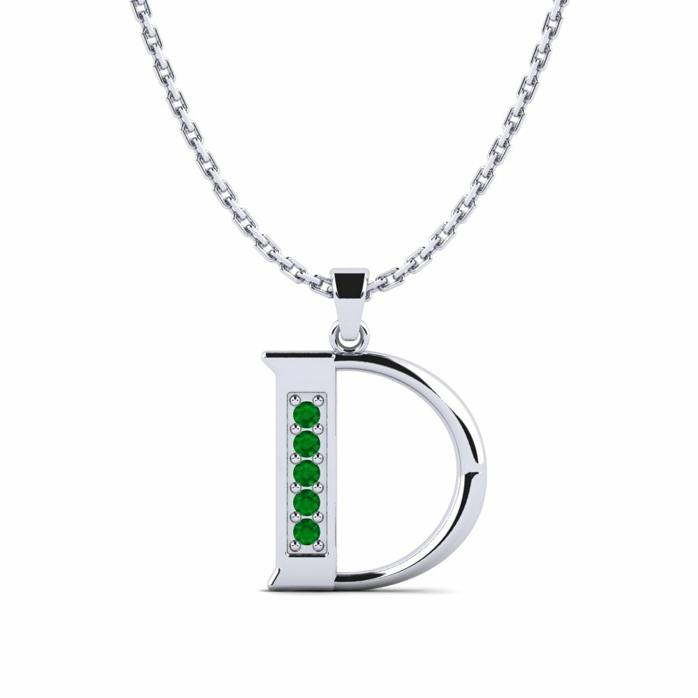 Initials Initial & Name Necklaces GLAMIRA Pendant Lata - D 585 White Gold Emerald