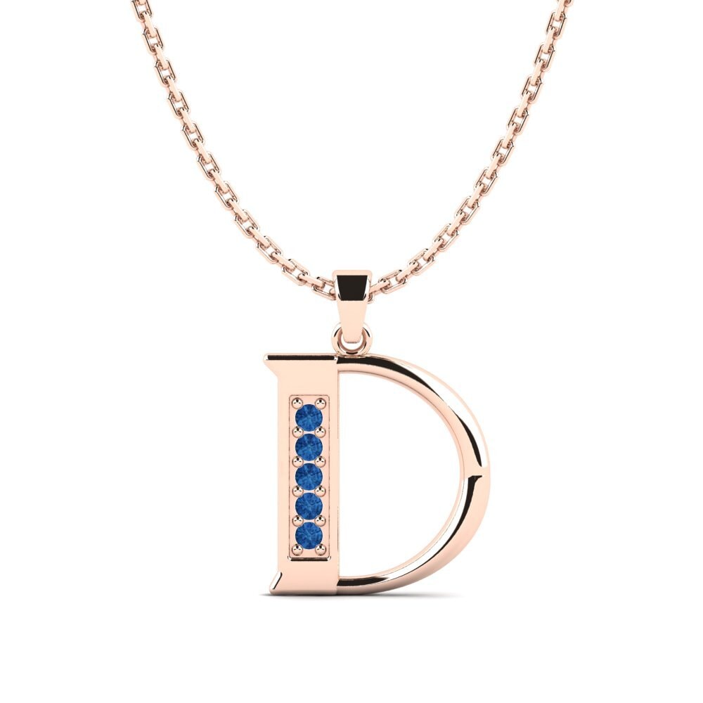 Rotgold 585 Dunkelblauer Zirkonia Damen anhänger Lata - D