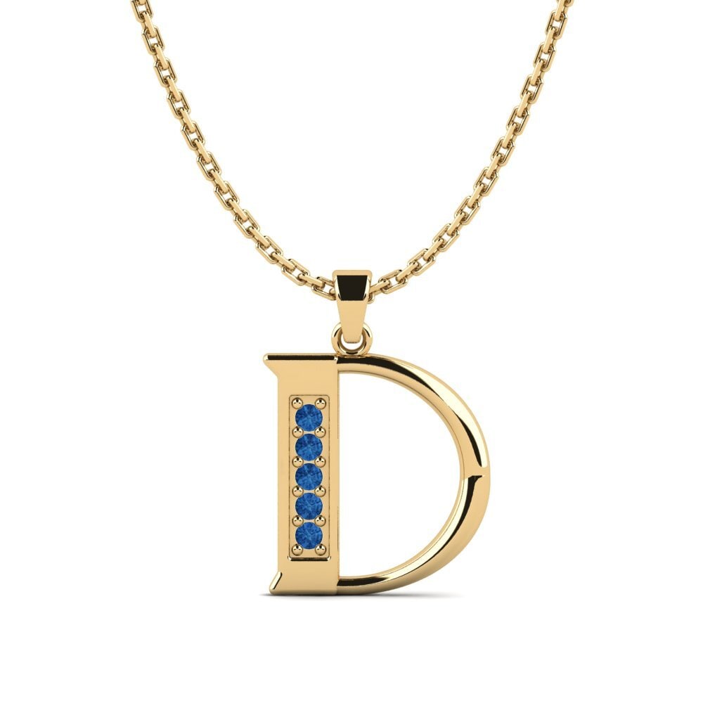 Gelbgold 585 Dunkelblauer Zirkonia Damen anhänger Lata - D