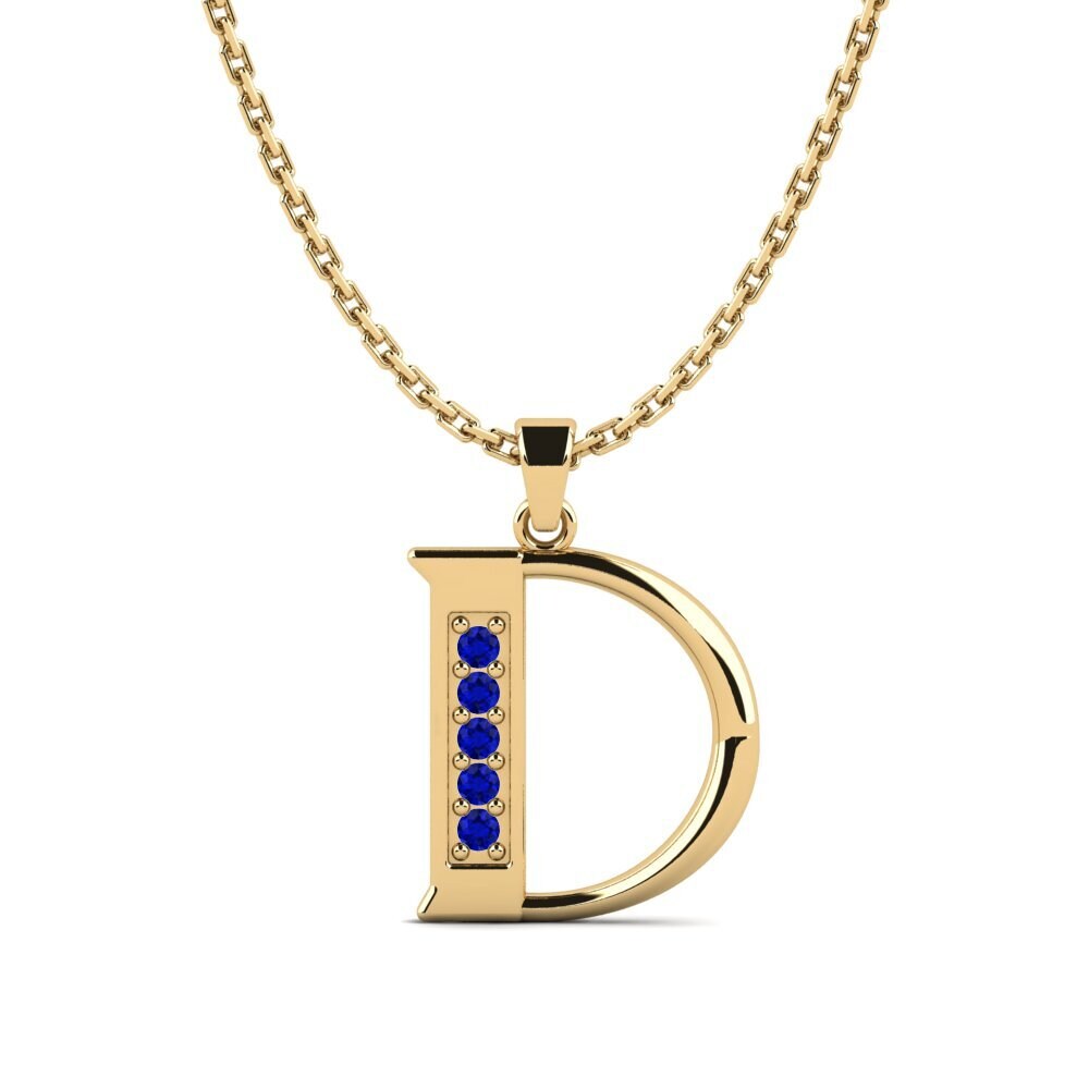 Gelbgold 585 Saphir Damen anhänger Lata - D