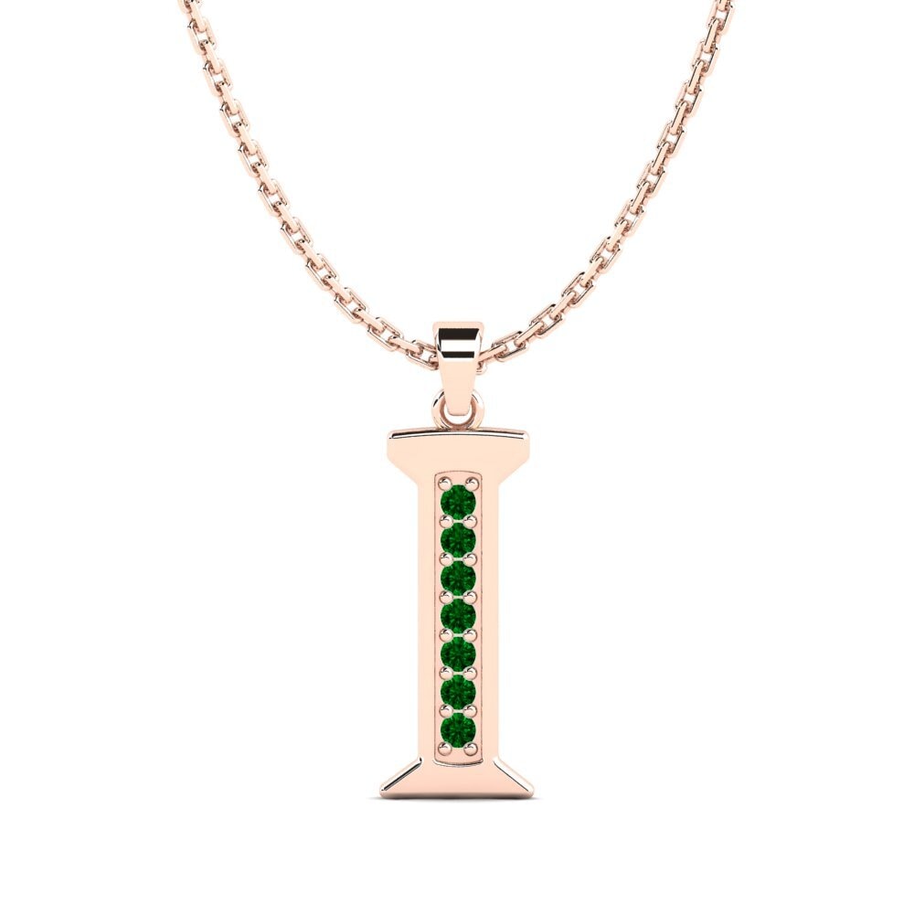 Rotgold 750 Grüner Zirkonia Damen anhänger Lata - I