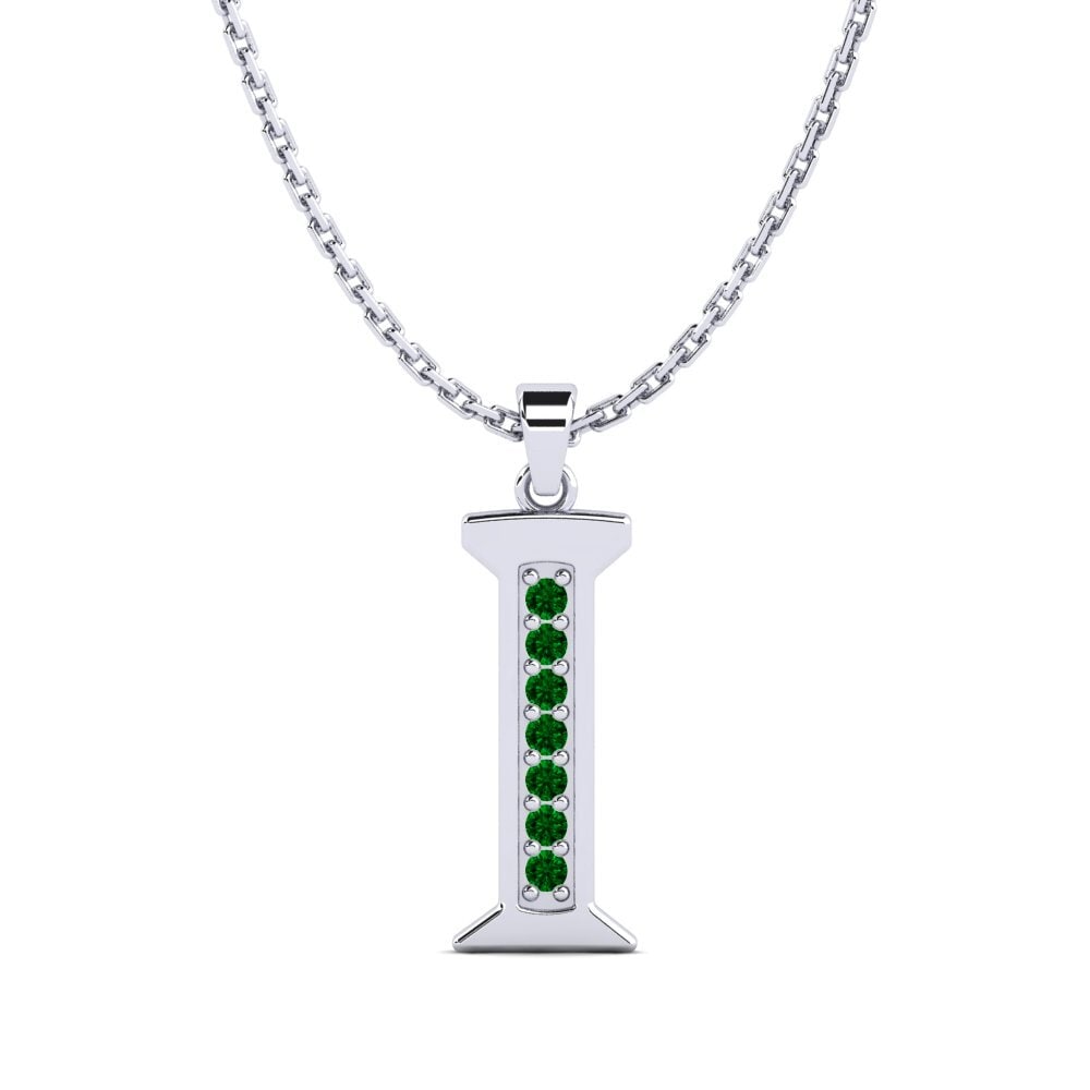 950 Palladium Grüner Zirkonia Damen anhänger Lata - I