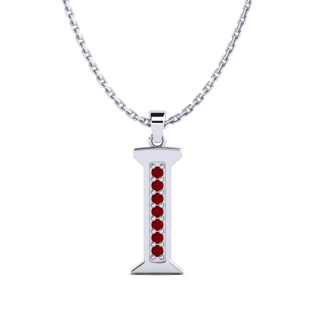 950 Palladium Roter Zirkonia Damen anhänger Lata - I