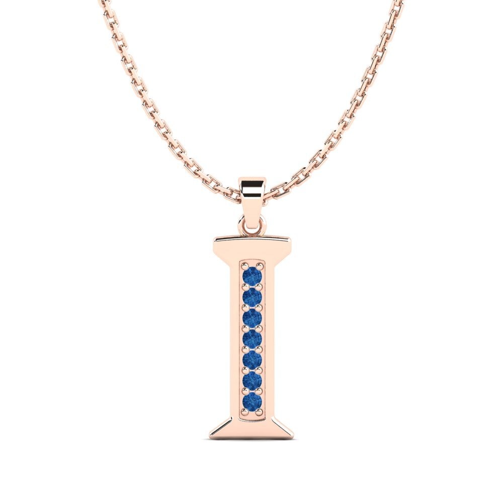 Rotgold 585 Dunkelblauer Zirkonia Damen anhänger Lata - I